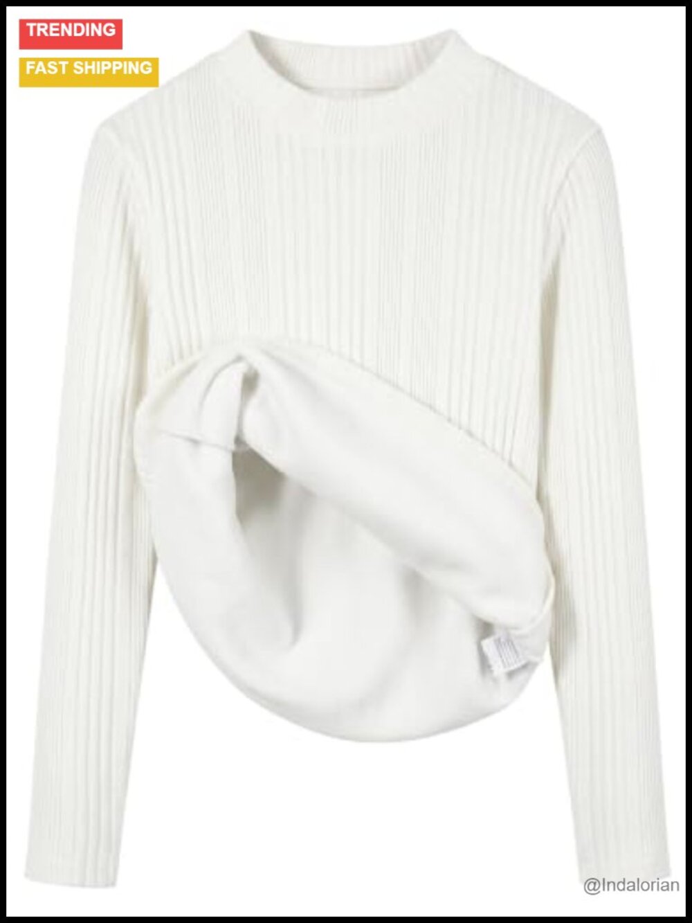 Sherpa Lined Fleece Sweater Women Mock Neck Thermal Pullover Ribbed Knit